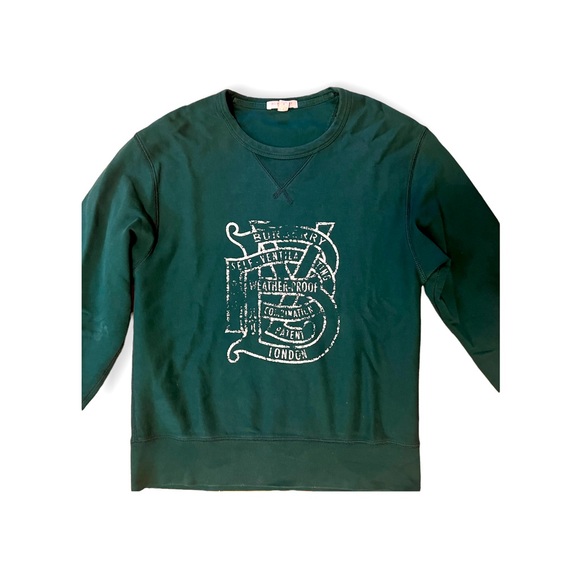 Mens Burberry Brit sz Medium Green Weatherproof Crewneck Sweatshirt 100% Cotto - Picture 2 of 4